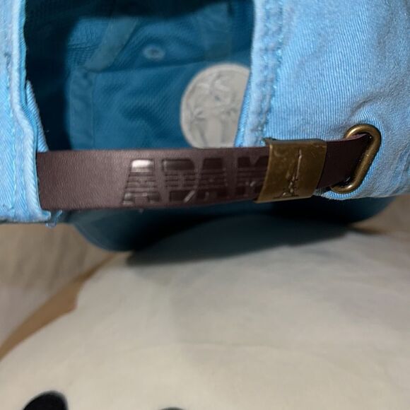 ADAMS OS Vintage Wash Sky Blue White Embroidered LOVE YOU BEACH Cotton Cap - Picture 6 of 10